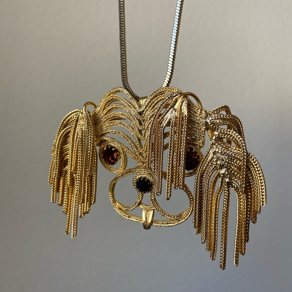 Dominic Detora poodle dog pendant/pin gold, vintage